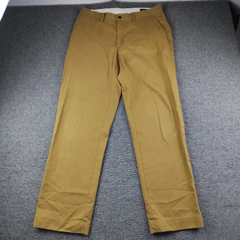 Polo Ralph Lauren Mens Chino Pants 33x30 Khaki Cotton Straight Trousers Preppy